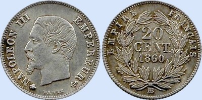 20 Centimes NAPOLEON III Tte nue